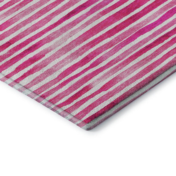 HomeRoots 8' Vibrant Pink, Purple & Ivory Geometric Round Rug - Washable, Stain Resistant & UV Protected! 645867