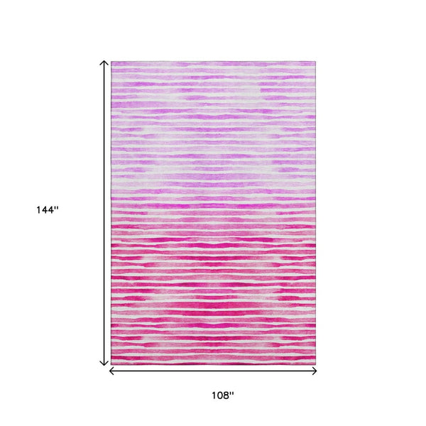 HomeRoots 9' X 12' Stylish Pink Purple Ivory Geometric Area Rug – Washable, UV Protected, Perfect for Homes! 645869