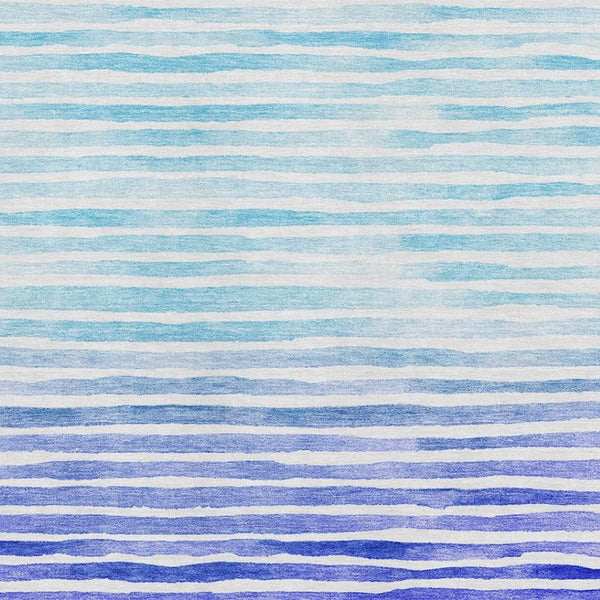 HomeRoots 5' Blue and Ivory Geometric Area Rug - Washable, UV-Protected, Stylish for High-Traffic Spaces! 645878