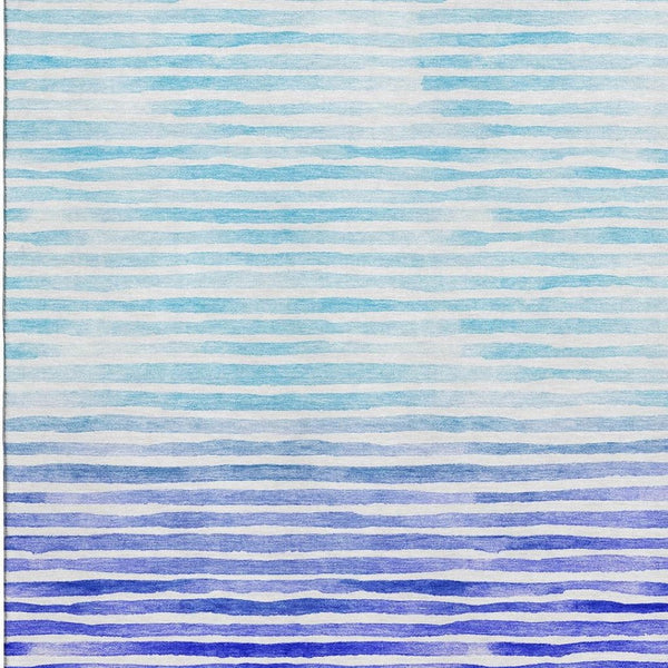 HomeRoots 5' Blue and Ivory Geometric Area Rug - Washable, UV-Protected, Stylish for High-Traffic Spaces! 645878