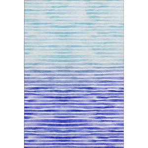 HomeRoots 8' X 10' Blue and Ivory Geometric Area Rug – Washable, UV-Protected, Stylish & Durable for High-Traffic Areas 645880