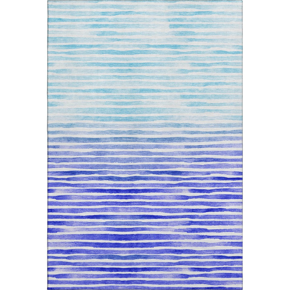 HomeRoots 9' X 12' Stylish Blue and Ivory Geometric Area Rug – Washable, UV-Protected, Stain-Resistant Durable Design 645881