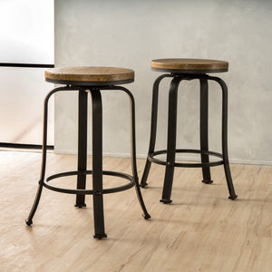 Christopher Knight Home® - Noble House - Skyla Natural Wood Rotating Counter Stool - Set of 2