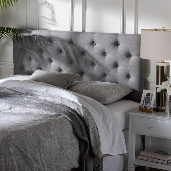 Baxton Studio Baxton Studio Viviana Modern Grey Upholstered Button-Tufted Headboard for a Stylish Bedroom Retreat Queen BBT6506-Grey-Queen HB