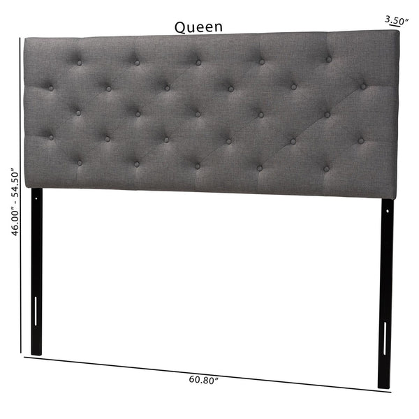 Baxton Studio Baxton Studio Viviana Modern Grey Upholstered Button-Tufted Headboard for a Stylish Bedroom Retreat Queen BBT6506-Grey-Queen HB