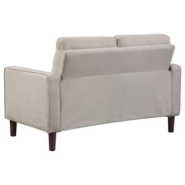English Elm Harvey Beige Tufted Upholstered Loveseat with Pocket-Coil Seats, Track Arms & Compact Apartment Fit B062P375375
