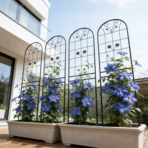 English Elm 4 Pack Powder-coated Metal Garden Trellis Panels Rustproof Climbing Plant Support Outdoor W1586P268043