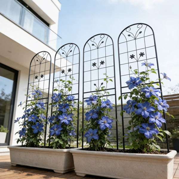 English Elm 4 Pack Powder-coated Metal Garden Trellis Panels Rustproof Climbing Plant Support Outdoor W1586P268043
