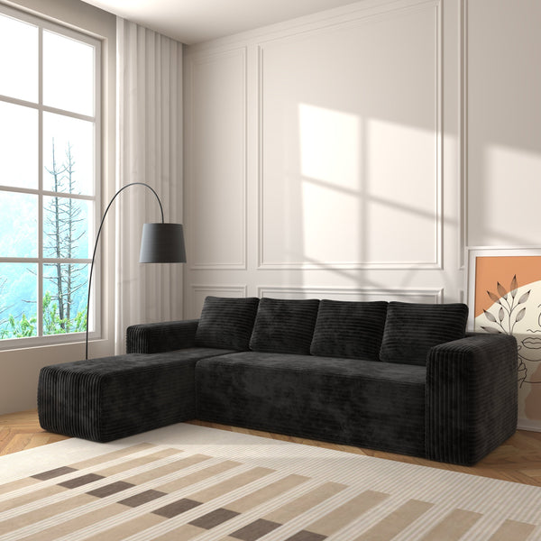 English Elm Cloud Modular Sectional Sofa with Right Chaise, Plush Corduroy, No Assembly, Deep Cloud Comfort W1960S00007