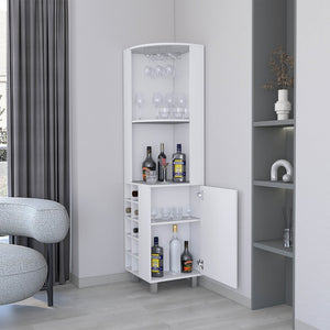 English Elm Fm Furniture Leah Corner Bar Cabinet with Wine Rack Open Shelves White Modern B128S00045