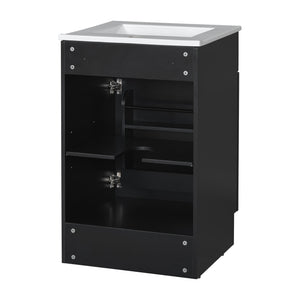 English Elm Christopher Knight Home® - 20" Bathroom Vanity with Ceramic Sink and Soft-Close Door, Gold Knob, Adjustable Shelf Storage Black N759P237946B