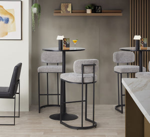 English Elm Fixed-height Barstools Powder Coated Steel Frame Brown Upholstered Seat Set of Two Black+Grey B202P471221
