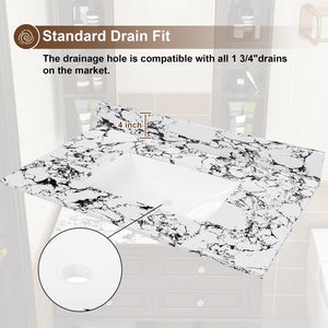 English Elm 37"X22" Panda White Artificial Marble Bathroom Vanity Top With Sink, Backsplash & Easy Install W509P362106