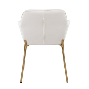 English Elm Contemporary Bucket Chair Set of 2 Cream Velvet Upholstered with Slim Black Metal Legs B202S01343