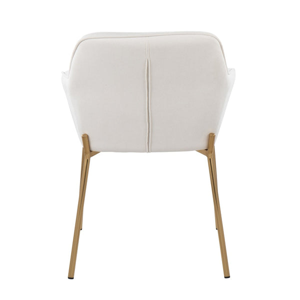 English Elm Contemporary Bucket Chair Set of 2 Cream Velvet Upholstered with Slim Black Metal Legs B202S01343