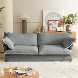 English Elm 87.4'' Modern Comfy Upholstered Sofa Cloud Couch with Deep Seats, Removable Covers, Plush Pillows, Grey W2357P254994