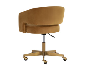 Sunpan Claren Modern Office Chair with Stylish Curvy Design and Elegant Gold Stainless Steel Base Gold Sky