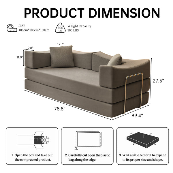 English Elm 2-In-1 Convertible Modular Sofa Bed With Memory Foam - Stylish Khaki Couch, No Assembly Needed! W3653P355640