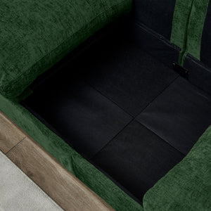 English Elm 96.5" L-shaped Chenille Sectional with Storage Ottoman Eucalyptus Frame Living Room Green W1097S00283