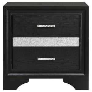 English Elm Annie Black 4-Piece Full Bedroom Set With Glamorous Crystal Accents And Ample Storage Solutions B062S01351