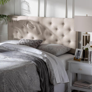 Baxton Studio Baxton Studio Viviana Queen Headboard - Light Beige Upholstered, Button-Tufted Elegance & Comfort BBT6506-Light Beige-Queen HB