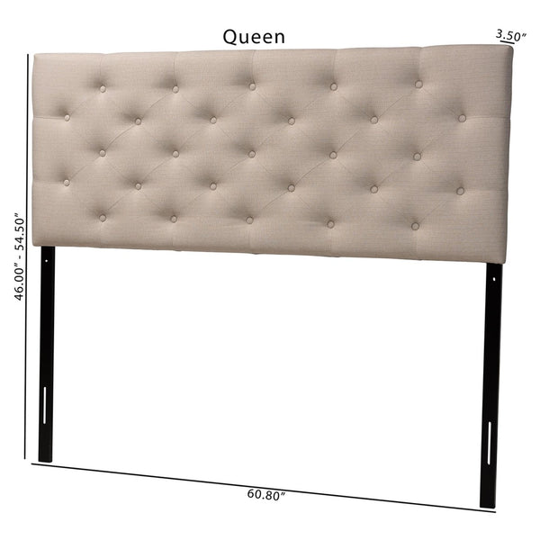 Baxton Studio Baxton Studio Viviana Queen Headboard - Light Beige Upholstered, Button-Tufted Elegance & Comfort BBT6506-Light Beige-Queen HB