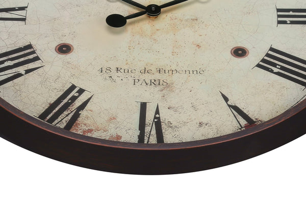 English Elm Clocks, 20" Antique Brown Round Wall Clock With Roman Numerals For Elegant Home Décor & Quiet Timekeeping B2710P287087