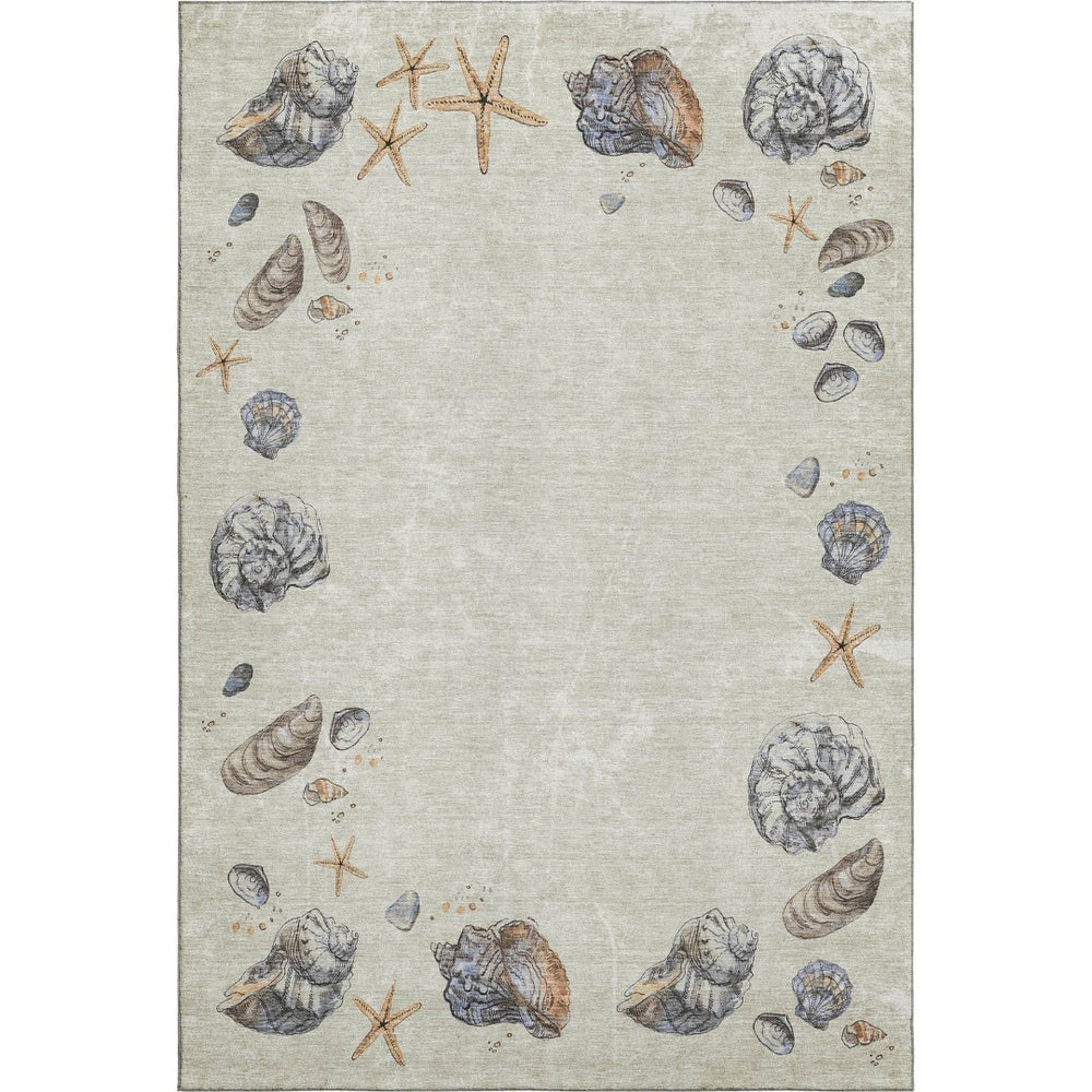 HomeRoots 9' X 12' Linen Ivory & Beige Geometric Area Rug - Washable, UV Protected, Perfect for Busy Homes! 646054