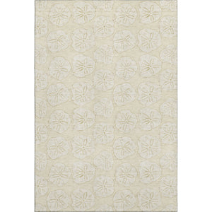 HomeRoots 5' X 8' Coastal Sand & Ivory Geometric Area Rug – Washable, UV Protected, Perfect for Busy Homes! 646075