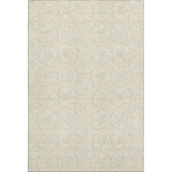 HomeRoots 5' X 8' Coastal Sand & Ivory Geometric Area Rug – Washable, UV Protected, Perfect for Busy Homes! 646075