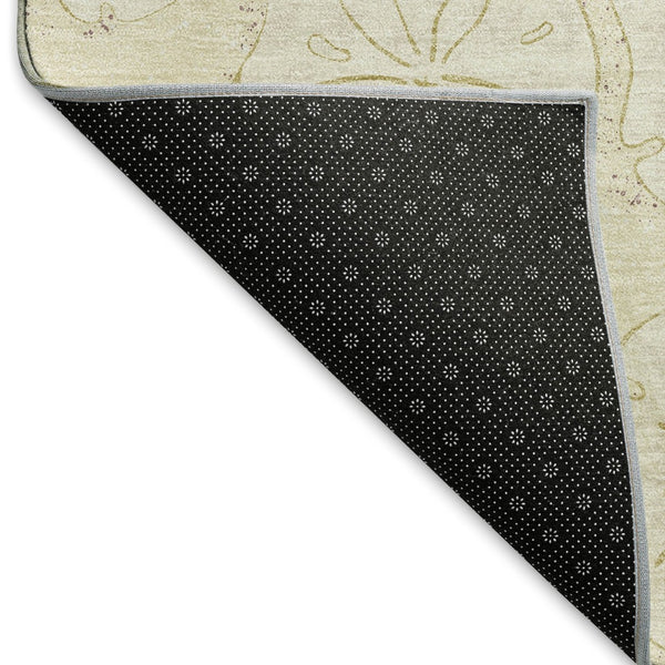 HomeRoots 5' X 8' Coastal Sand & Ivory Geometric Area Rug – Washable, UV Protected, Perfect for Busy Homes! 646075