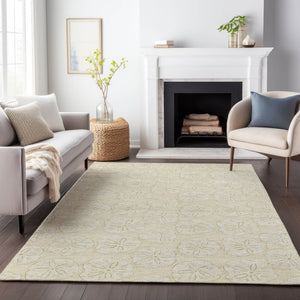 HomeRoots 5' X 8' Coastal Sand & Ivory Geometric Area Rug – Washable, UV Protected, Perfect for Busy Homes! 646075