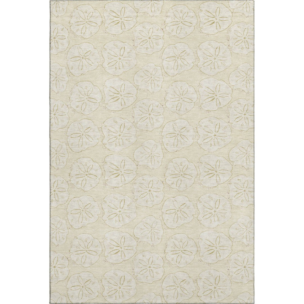 HomeRoots 8' X 10' Stylish Sand & Ivory Geometric Area Rug - Washable, UV-Protected, Perfect for High-Traffic Spaces 646077