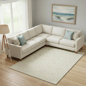 HomeRoots 10' X 14' Washable Sand & Ivory Geometric Area Rug with UV Protection for Stylish Coastal Spaces 646079
