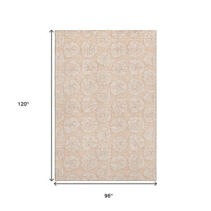 HomeRoots 8' X 10' Apricot & Ivory Geometric Area Rug - Washable, UV-Protected, Stain-Resistant, Kid & Pet-Friendly 646083