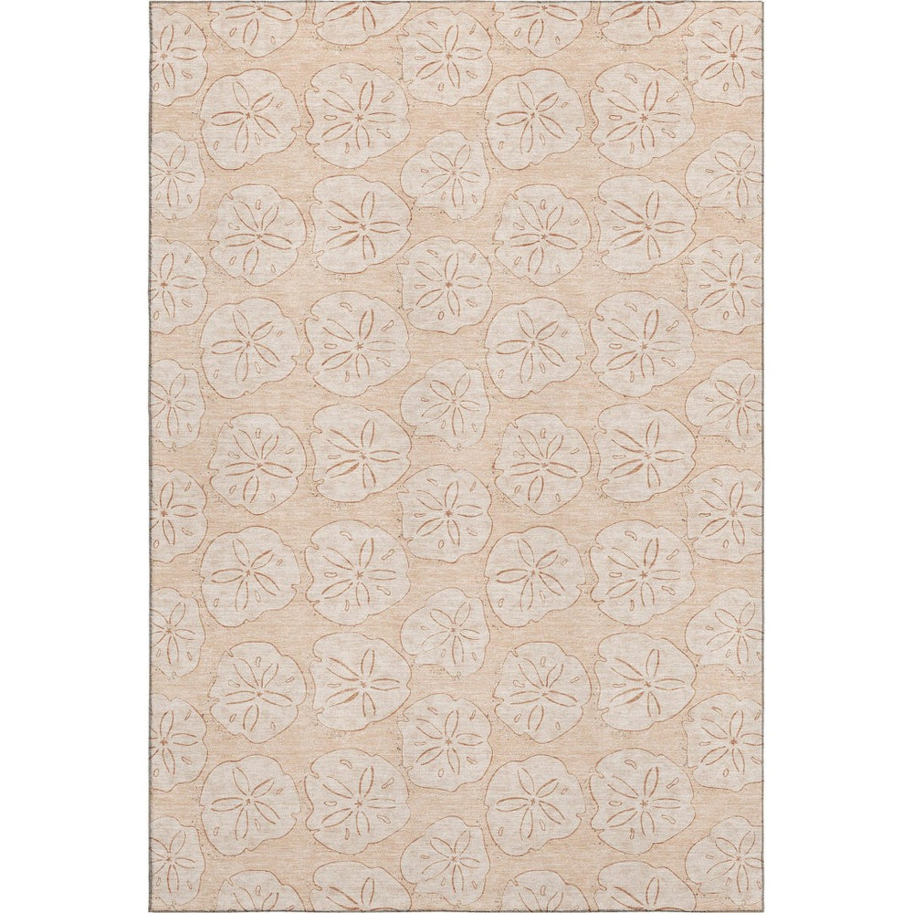 HomeRoots 9' X 12' Apricot & Ivory Geometric Area Rug - UV Protected, Washable, Perfect for Busy Homes! 646084
