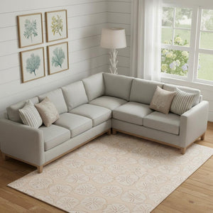 HomeRoots 9' X 12' Apricot & Ivory Geometric Area Rug - UV Protected, Washable, Perfect for Busy Homes! 646084