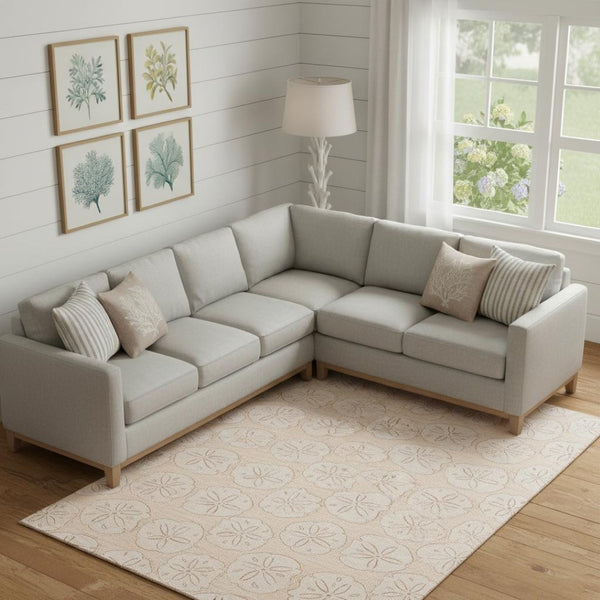 HomeRoots 9' X 12' Apricot & Ivory Geometric Area Rug - UV Protected, Washable, Perfect for Busy Homes! 646084