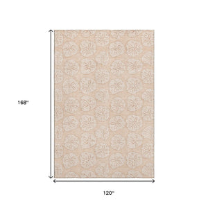 HomeRoots 10' Apricot and Ivory Geometric Area Rug - Washable, Stain Resistant, UV Protected for Modern Spaces 646085