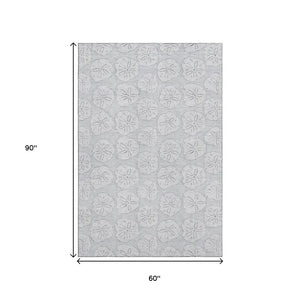 HomeRoots 5' X 8' Gray & Ivory Geometric Area Rug - Washable, Stain-Resistant, UV Protected for High Traffic Areas 646087