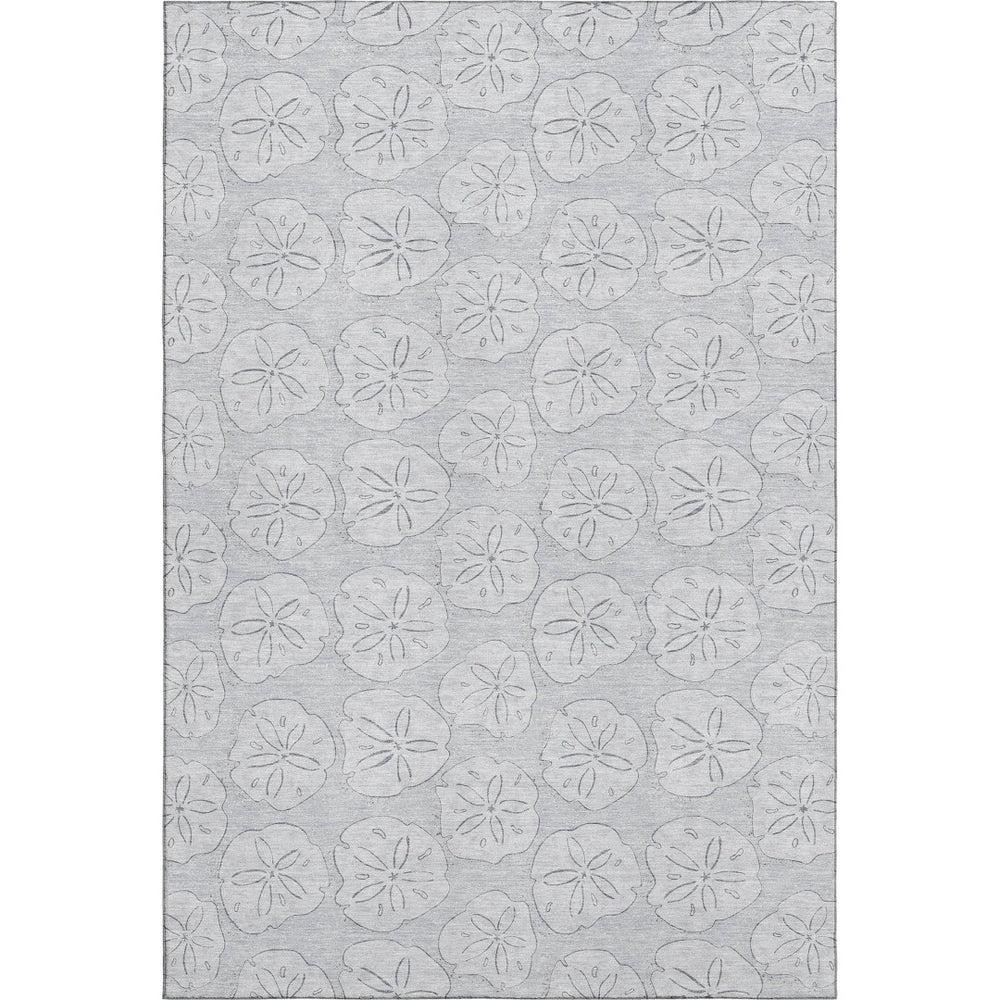 HomeRoots 5' X 8' Gray & Ivory Geometric Area Rug - Washable, Stain-Resistant, UV Protected for High Traffic Areas 646087
