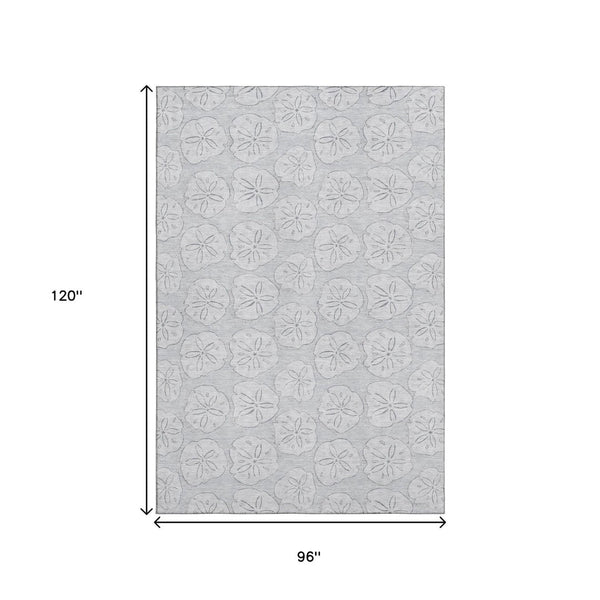 HomeRoots 8' X 10' Stylish Gray and Ivory Geometric Area Rug - Washable, UV Protected, Stain Resistant, Durable 646089