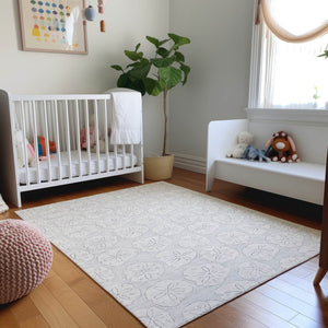 HomeRoots 8' X 10' Stylish Gray and Ivory Geometric Area Rug - Washable, UV Protected, Stain Resistant, Durable 646089