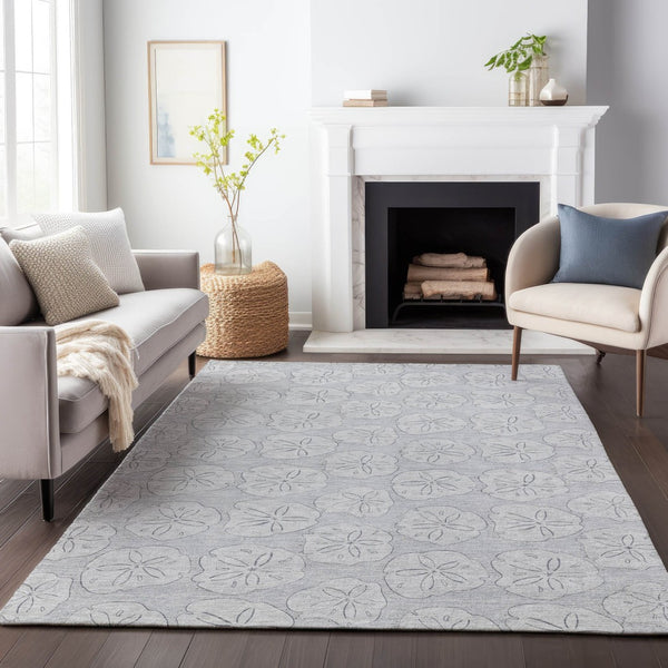 HomeRoots 8' X 10' Stylish Gray and Ivory Geometric Area Rug - Washable, UV Protected, Stain Resistant, Durable 646089