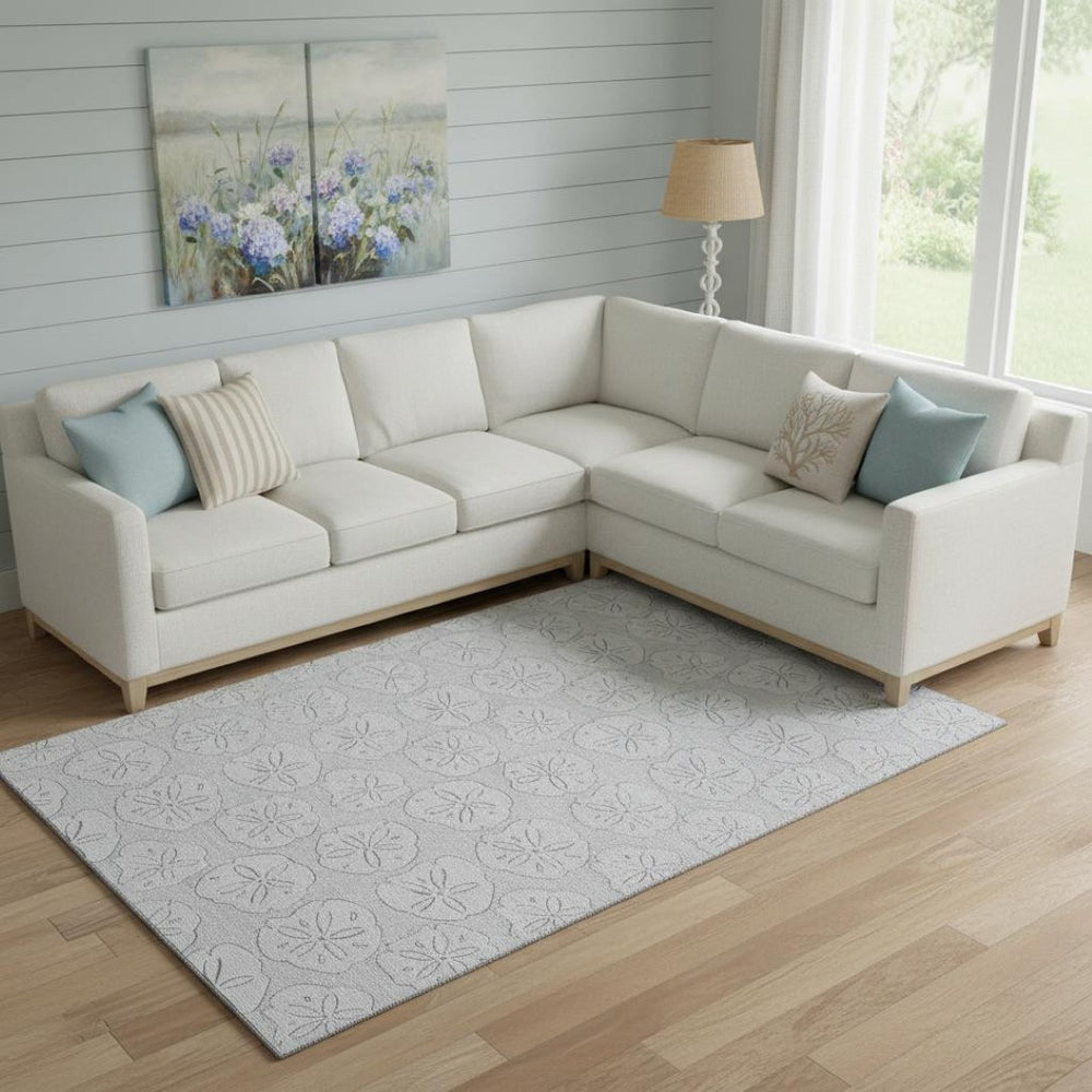 HomeRoots 8' X 10' Stylish Gray and Ivory Geometric Area Rug - Washable, UV Protected, Stain Resistant, Durable 646089