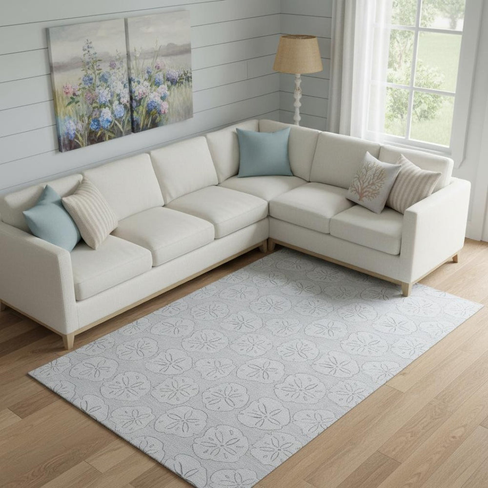 HomeRoots 9' X 12' Gray And Ivory Geometric Washable Area Rug - Stylish, Stain Resistant & UV Protected Design 646090