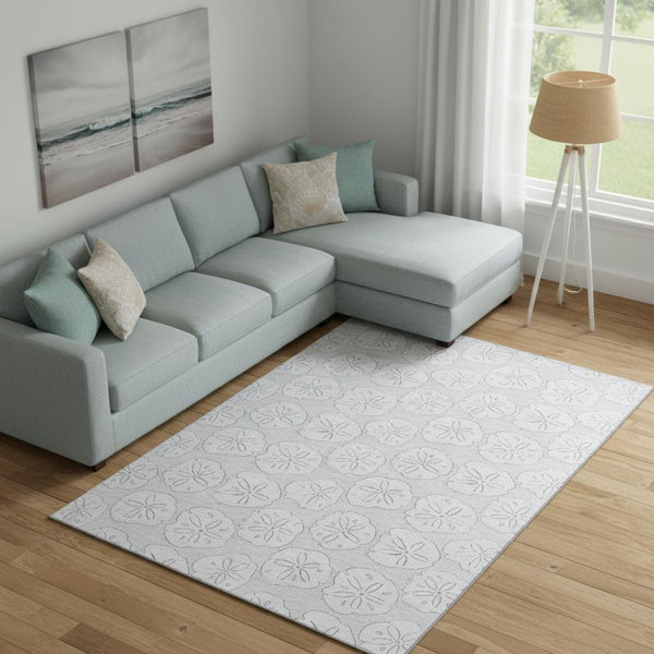 HomeRoots 10' Gray & Ivory Geometric Washable Area Rug - UV Protected, Stain Resistant, Perfect for Families 646091