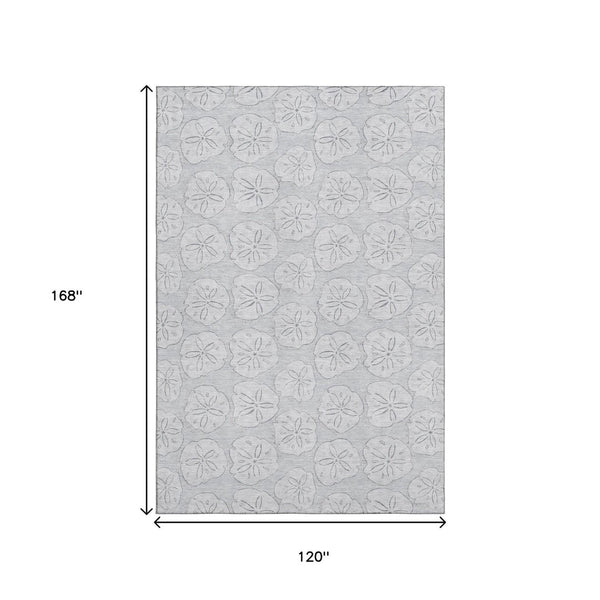 HomeRoots 10' Gray & Ivory Geometric Washable Area Rug - UV Protected, Stain Resistant, Perfect for Families 646091