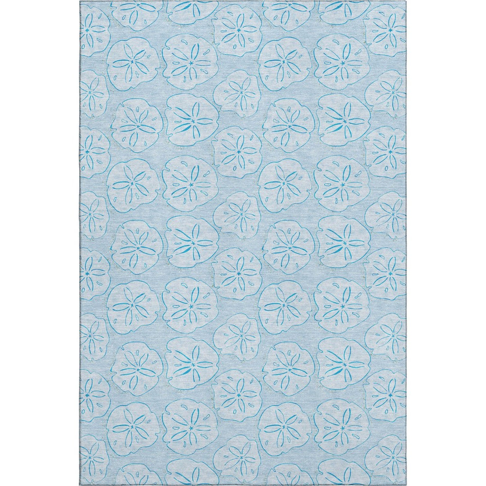 HomeRoots 8' X 10' Blue and Ivory Geometric Area Rug - Washable, UV-Protected, Stylish & Durable for Any Room 646095