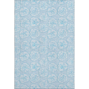 HomeRoots 8' X 10' Blue and Ivory Geometric Area Rug - Washable, UV-Protected, Stylish & Durable for Any Room 646095